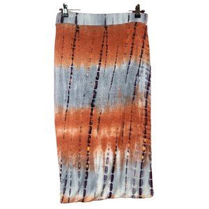 Botanique Tie Dye Pencil Skirt Gray Orange Navy Blue Large